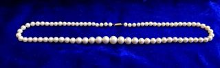 Elegant Antique Art Deco Glass Pearl Necklace Real 9ct Rose Gold Clasp