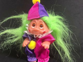 Vintage 1968 Dam 3” Troll Doll Green Hair Clown 20f