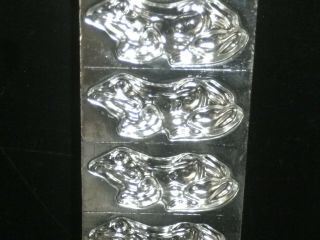 Vintage Metal Chocolate Mold Flat Of Frogs.