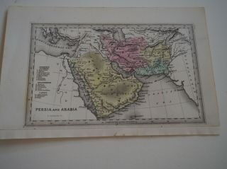 Antique Map " Persia And Arabia " Hand Colored