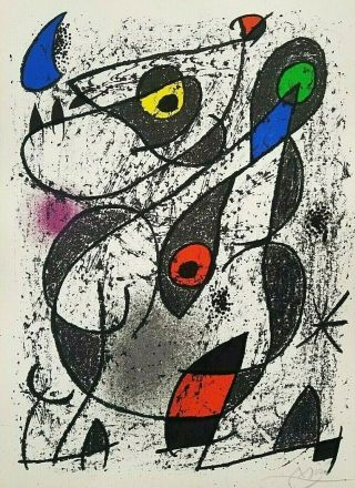 Vintage Joan Miro (spain 1892 - 1983) Lithograph,  Pencil Signed,
