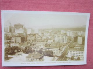 Rare Vancouver,  B.  C.  View From Bekins Building Vintage B&w R.  P.  Postcard 1929