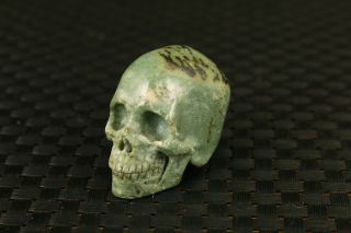 Chinese Old Jade Hand Carved Skull Head Statue Netsuke Ornament Table Decoration
