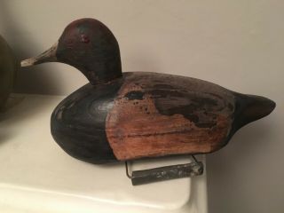 Vintage Antique Painted Wooden Duck / Mallard Decoy Red Head - Hunting 28cms (2)