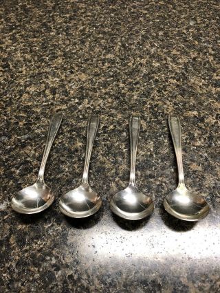 Four Vintage National Silver Company E.  P.  N.  S Round Bowl Soup Spoon.  .