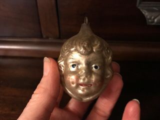 Antique German Christmas Ornament Mercury Glass Girl With Dimples