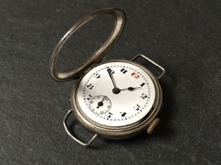 Vintage Solid Silver Cased Trench Style 15 Jewel Lanco Watch - Spares