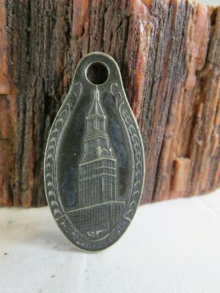 Antique Travelers Tower Insurance Id Tag Key Chain Fob Hartford Ct Rp3