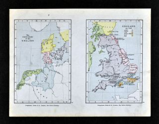 1892 Map England In 550 Anglo Saxon Britons Welsh Picts Scots English Ancestry