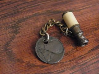 Antique Georgian Coin & Telescope Fob Chain Novelty Watch Fob Collectible Fobs