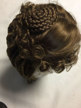 Vintage Brown Fancy Hair Style Synthetic Doll Wig Size 13 W/ 27 10” Ringlets