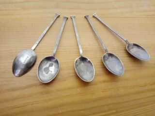 Set Of 5 Solid Silver Sheffield Made Coffee Spoons 1930 