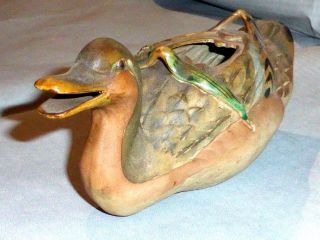 Rare Antique Japanese Banko Ware Figural Duck Teapot 2