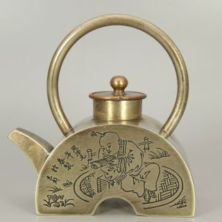 Old Antique Exquisite Handmade Copper Small Teapot Statue