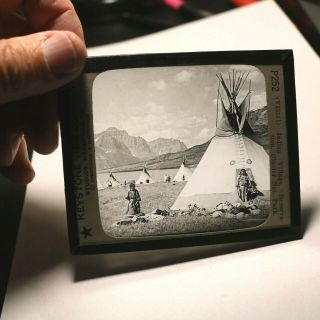 Blackfeet Indians Native Americans Antique Photo Magic Lantern Slide 7274