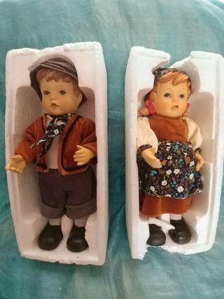 Vintage 1982 Hand Painted Bisque Alpine Girl & Boy Doll Both