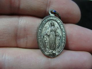Very Rare 1830 Virgin Mary Catholic Christian Charm Pendant 800 Silver