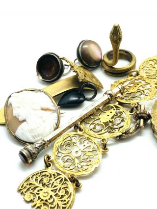 Antique Jewellery Georgian Victorian Gold Cased Items Rare Collectible Cameo Sna
