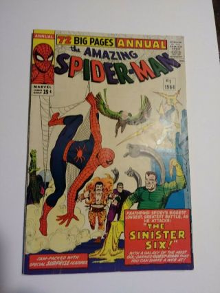 The Spider - Man Annual 1 1964 5.  5 To 6.  0 Rare Not Cgc