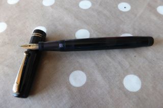 Mabie Todd Swan Leverless Black & Gold Fountain Pen 14ct Nib Rare