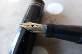 Mabie Todd Swan Leverless Black & Gold Fountain Pen 14ct Nib Rare 3
