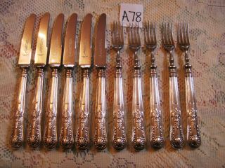 Vintage Kings Silver Plate Hollow Handle Dinner Knives & Forks Cutlery