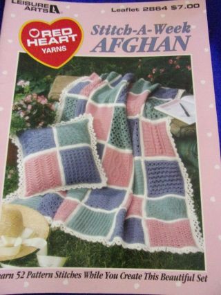 Vintage 1996 Leisure Arts 2864 " Stitch A Week Afgan " Crochet Pattern Book