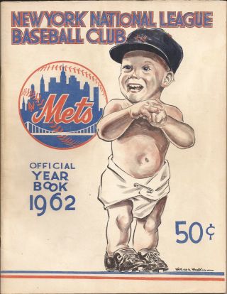 1962 York Mets Yearbook Black & White Back Cover Very Rare 1st Edition B/w