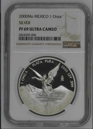2000 Mo Mexico 1 Oz Silver Libertad Proof Ngc Pf69 Ultra Cameo - Top Pop - Rare