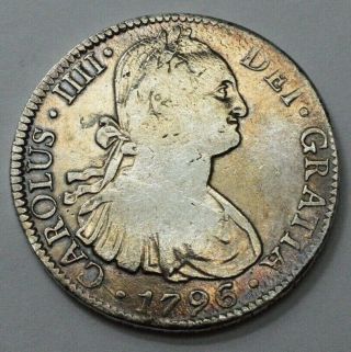 Rare 1796 Mexico Hispan Et Ind Rex Carolus Iiii Dei Gratia 8 Reales Silver Coin