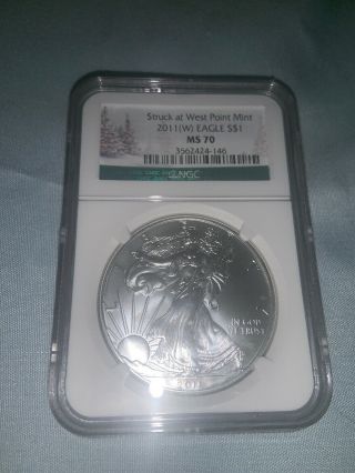 2011 W Silver Eagle Ms70 West Point Rare Key Date Coin