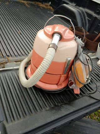 Rare Vintage General Electric Canister Vacuum Cleaner Pink.  & Tan In Color Rare