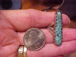 Antique/old Pawn Navajo Sterling Silver And Turquoise Ring.  Signed