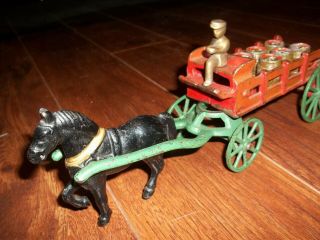 Antique Toys Cast Iron Horse Drawn Wagon Carriage W/driver Barrels Xx