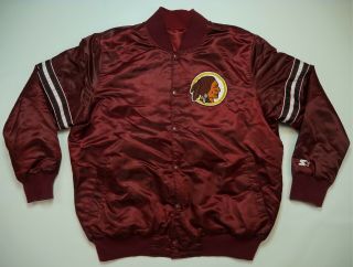 Rare Vintage Starter Washington Redskins Nfl Reversible Satin Jacket 90s Red 2xl