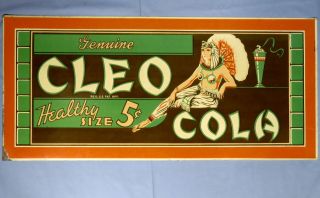 Vtg Cleo Cola Metal Sign Soda 1930s Embossed Healthy Size Whistle Rare