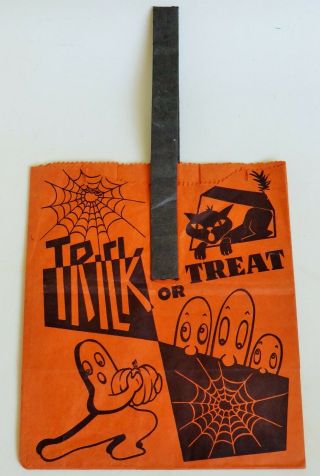 Rare Vintage Halloween Trick Or Treat Paper Bag Decoration U.  S.  Made 8 " X 7 "