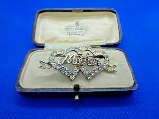 Antique Vintage Gold On Sterling Silver Mother Sweetheart Brooch
