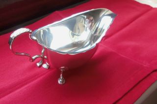 AN ENGLISH HALLMARKED,  SOLID SILVER,  SAUCE BOAT BY J B CHATTERLEY & SONS 2
