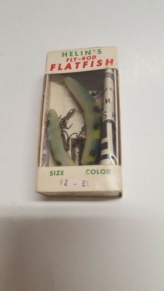 Two Vtg Helin Tackle Co.  Flatfish Fishing Lure F7 F5 And F2 F - 2 Box Paperwork