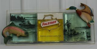 Rare Vintage Falstaff Beer Sign Duck Hunting Fishing Outdoors Rustic Decor