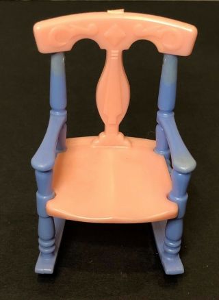 Vntg 1940s Renwal Dollhouse Furniture,  Rocking Chair No.  65,  Pink & Blue - Euc