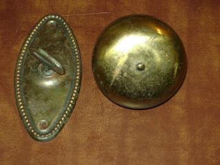 Antique Lovely Brass Mechanical Door Bell Chime Turn Twist Key W/ Bell