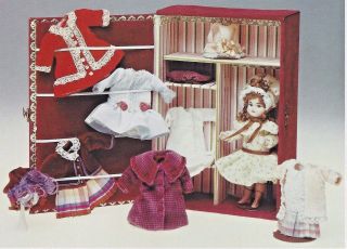 5 " Antique All Bisque Miniature Dollhouse Doll Dress Wardrobe Hat/undies Pattern