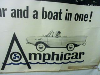 Vintage Amphicar Dealer Poster,  Early 1960 