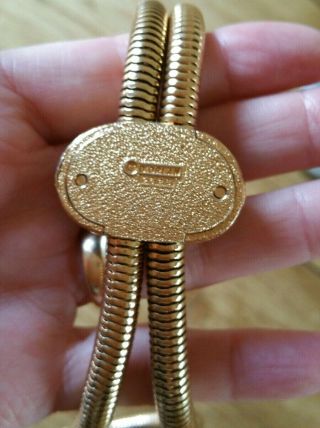 RARE 1980 ' s D ' orlan Gold Enamel Chunky Tube Snake Chain Slider Collar Necklace 3