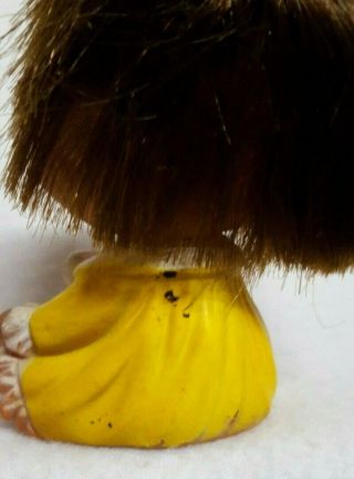 Vintage Moody Cutie Doll Crying Baby Rubber Yellow Dress Brown Hair Korea 3.  5 