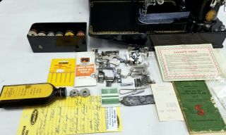 VTG RARE 1954 SINGER FEATHERWEIGHT ARM 222K SEWING MACHINE CASE SERVICED 2