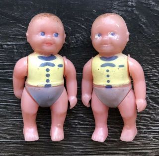 2 Vintage Renwal No.  8 Baby Doll Plastic Jointed 2 1/4 "