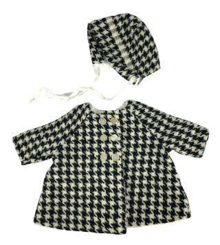 Handmade Black/ White Houndstooth Lined Doll Coat And Matching Hat For 18 " Doll?